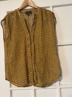 Fenn Wright Manson Mustard Yellow Printed Sleeveless Blouse
